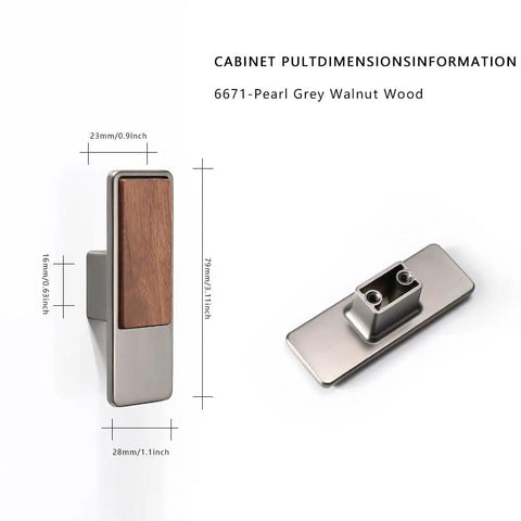 Brushed Nickel Cabinet Hardware With Walnut Wood Inlay Modern Drawer Pulls And Knobs For Kitchen And Bathroom Durable Zinc Alloy