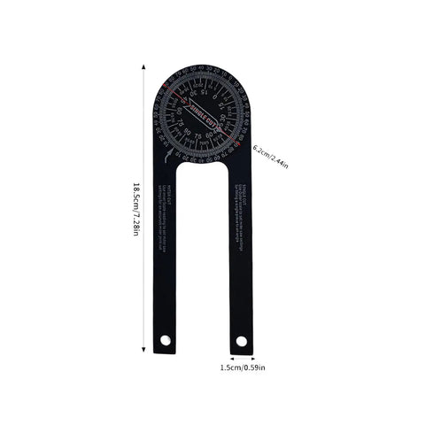 Heavy Duty 7 Inch Miter Saw Protractor Angle Finder With Dope Precision Laser Engraved Scales on black aluminum for accurate cuts.