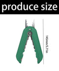 Heavy Duty Metal Wire Stripping Tool For Electricians And DIY Pros shown in palm-sized view with ergonomic green grip and size dimension.