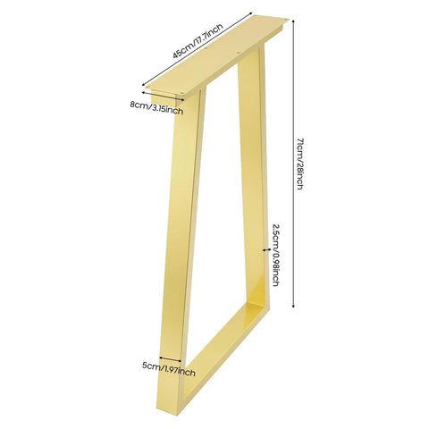 2 Pack Gold Trapezoid Metal Table Legs Beefy Heavy Duty Full Welded Furniture Legs With Non Slip Pads 440.92 Lbs Load Per Leg Modern DIY