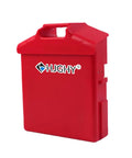 Heavy Duty 48 Volt 20Ah Electric Forklift Battery Plus Charger in red case with handle for pallet truck or stacker.
