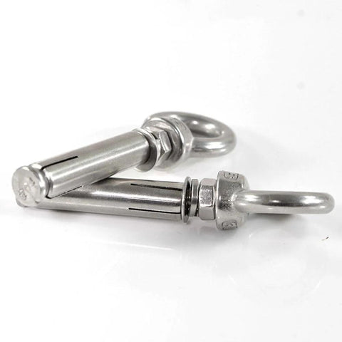 Concrete Wall Bolt Anchor Hook With Expansion Screw, 304 Stainless Steel Eye Bolts, Cement Wall Hanging Fastener Set, 2 Pieces