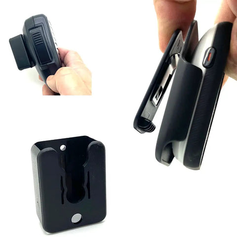 Universal CB Radio Microphone Holder Mount With Adhesive Backing And Pre Drill Holes For Quick No Fuss Install Includes T Tab Clip Belt Clip