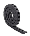 10X10mm 1m Black Plastic Flexible Drag Chain Cable Carrier For 3D Printer And CNC Wiring, rolled view, abrasion resistant nylon.
