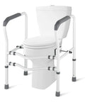 Heavy Duty Toilet Safety Rails For Seniors Standalone Grab Bars With Adjustable Height And Width Easy Install Supports Up To 350 Lbs Durable Carbon Steel Fits Most Toilets For Disabled And Handicap