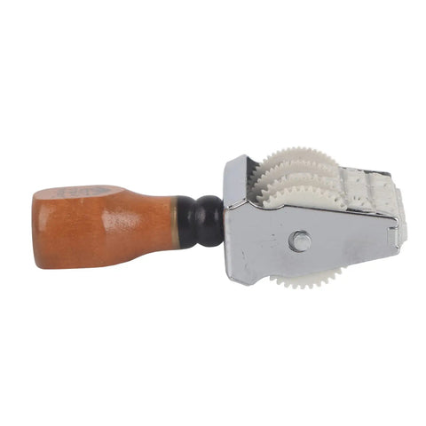Smooth Operator Wooden Handle Roller Date Stamp Nifty Rubber Seal for DIY Craft. Side view showing wooden handle and roller.