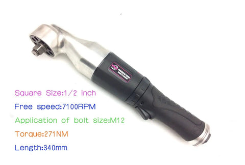 Industrial Grade Pneumatic Air Impact Wrench With 1/2 Inch Drive Mini Straight Build featuring a cushioned grip handle and 90 degree angle hammer