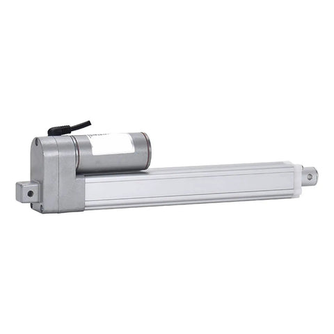 12V Linear Actuator With Adjustable Stroke Up To 950mm For Beds Skylights Frames And DIY Projects Smooth Electric Push Rod 200N Load Ideal For Precision Motion Control, showing aluminum casing and mounting brackets
