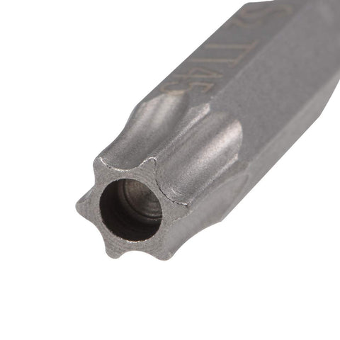Close-up of Magnetic T45 Torx Screwdriver Bits Set One Quarter Inch Hex Shank Two Inch Length S2 Steel Pro Grade Heavy Duty