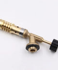 Close-up of a brass gas burner for welding, part of a Premium Replaceable Propane Torch For Welding And Brazing With Self Ignition Lock.