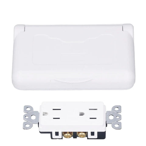 Badass Weatherproof Outlet With Cover 15 Amp 125 Volt Outdoor Electrical Receptacle with durable snap latch and protective cover.