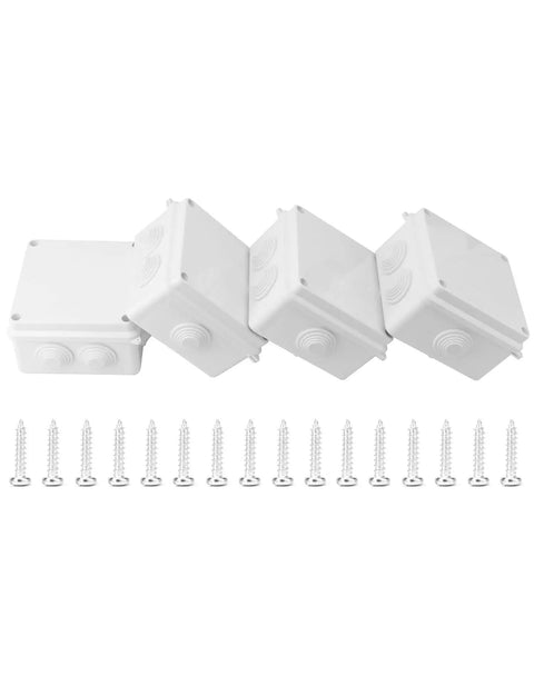 Weatherproof IP65 Junction Box 4 By 4 By 2.8 Inches ABS Plastic 2 Pack Surface Mount Enclosures with screws