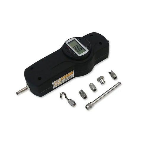 Push And Pull Tester Digital Force Gauge Dynamometer For Lab Tension And Compression Load High Precision Low Error 30N Capacity Handheld Or Bench Mount Versatile Force Meter For Accurate Test Readings, black handheld unit with attachments