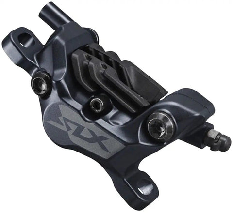 SLX BR M7120 4 Piston Hydraulic Disc Brake Right Rear Post Mount, Black Finish, Side View, for Mountain Riding