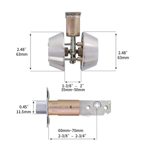 Double Keyed Deadbolt Lock With Keyed On Both Sides And Two Way Adjustable Cylinder For Privacy Or Passage, Satin Stainless Steel Finish