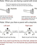 Graphic instructions for Pocket Door Lock With Key Privacy Door Hardware For Bedroom And Bath Inset Two Sided Lock