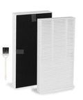 Premium FRF102B Replacement Filter with odor-reducing carbon prefilter, 2 pack for Febreze air purifiers, shown with brush