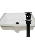 Shallow Rectangular Undermount White Porcelain Sink With Chrome Drain 14 By 18 Inch One And Three Quarter Inch Drain Opening Includes Chrome Pop Up Drain And Sealer