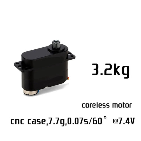 Badass Micro Servo For Rc Cars Delivers Knockout Speed Via High RPM Coreless Motor With Heavy Duty Metal Gears And Compact Cnc Design, showing 3.2kg holding force.
