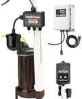 Straight Up Reliable 3/4 HP Cast Iron Elevator Sump Pump System with OilTector sensor module and remote alarm.