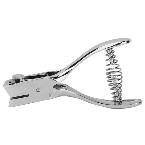 All Metal Handheld Hole Slot Puncher For ID Cards And Paper Crafts With 5.4 Inch Oval Punch And Spring Mechanism Delivers Clean Punches