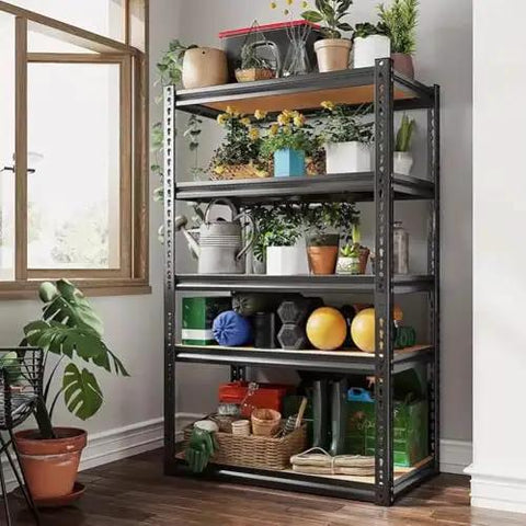 Heavy Duty 5-Tier Metal Storage Shelves Adjustable Shelving Unit for Garage Kitchen Warehouse Pantry and Closet Organization Built like a Tank With Super Sturdy Steel Construction Boss Grade Versatility for Home Office Pantry Storage 28x12x59 Inches