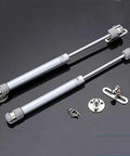 Top Shelf Kitchen Cabinet Door Gas Struts Featuring Buttery Smooth Pneumatic Lift Support For Wood Furniture Hardware Rock Solid Heavy Duty Hydraulic Stays Includes 200N Push Strength with silver finish and installation hardware.