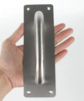 Stainless Steel Door Plate Pull Handle 2 Pack Heavy Duty Push Pull Sliding Barn Door Handle With Backplate For Indoor Outdoor Use Fire Door Applications 7.9 Inches By 2.6 Inches Rectangle held in hand