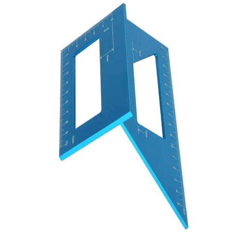 No Sweat Precision 45 And 90 Degree Miter Gauge Layout Tool Rock Solid Aluminum Alloy Woodworking Saddle Square in blue.