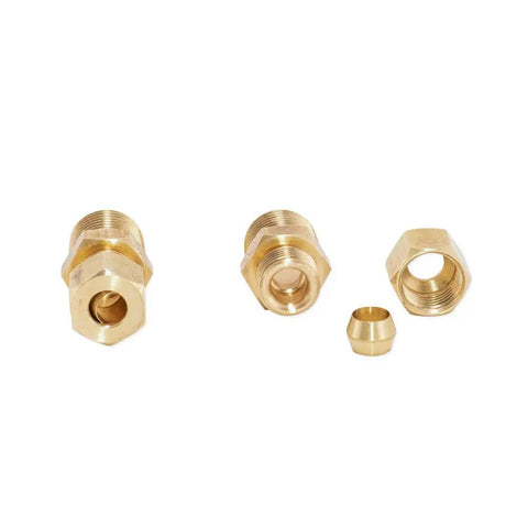 Straight Up 10 Inch Inline Water Filter For Refrigerators And Ice Makers With Heavy Duty Brass Compression Ends, showing brass fittings.