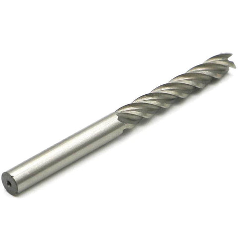 HSS end mill bit, 8mm cutting diameter, 8mm shank, 100mm total length, 4-flute