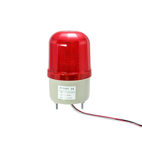 Industrial LED Rotating Strobe Beacon Warning Light For Emergency Use, Electrical Revolving Signal Light, 110 To 220 Volts AC, Red, No Buzzer
