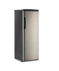 Spacious Upright Freezer Deep Freeze 11 Cubic Feet Stainless Steel Cabinet side view with sleek design for home kitchen storage.