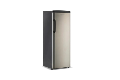 Spacious Upright Freezer Deep Freeze 11 Cubic Feet Stainless Steel Cabinet side view with sleek design for home kitchen storage.