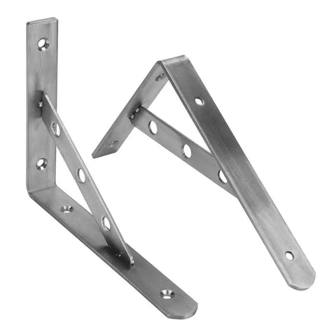 2 Pack Stainless Steel Right Angle Shelf Brackets 4mm Thick For Heavy Duty Loads Wall Mounted For Kitchen Bathroom And Bookshelf