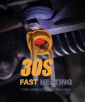 Heavy Duty 1500W Magnetic Induction Heater Kit For Rapid Bolt Removal And Frozen Bearing Extraction With Four Interchangeable Coils And Carry Case To Kick Loose Rusted Nuts Without Breaking A Sweat In Your Shop showing 30s fast heating coil on rusted metal.