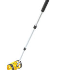 Dual 4-Inch Measuring Wheel RT204 Distance Measurer with soft rubber grip handle, bright yellow, shown with telescoping handle.