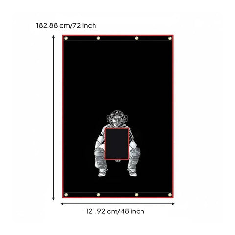 Image of Ballpark Ready Heavy Duty Baseball Pitching Screen With Strike Zone Backdrop And Batter Silhouette, 72x48 inch size.