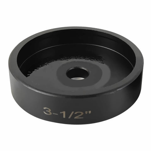 Three And A Half Inch Conduit Punch And Die Set For Hydraulic Knockout Driver With Three Quarter Inch 16UN Threads, front view