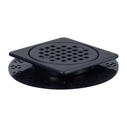 Square 4 Inch Shower Drain Kit With Flange In Matte Black 304 Stainless Steel Grate Replacement Compatible With Schluter Kerdi Systems