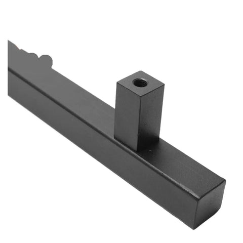 Close-up of 12 Inch Flush Barn Door Pull Handle Set For Sliding Doors And Cabinets, sleek round handle grip, black finish