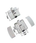 Two Piece 304 Stainless Steel Public Toilet Partition Hinge Self Closing Spring Hinge Right Side 85mm By 75mm with dimensions