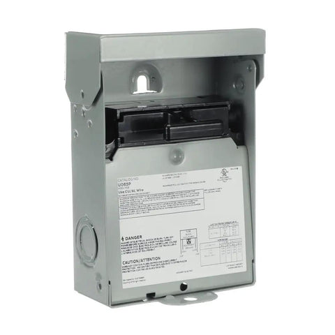 Side angle of Weatherproof Non-Fusible AC Disconnect Switch 60A 240V 1-Phase Metal Enclosure N3R Outdoor Grade open view.