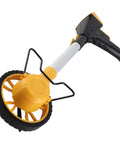 Jiawu Foldable Distance Measuring Wheel with Digital Display for Accurate Measurement of Roads and Land for Builders and Farmers, yellow and black.