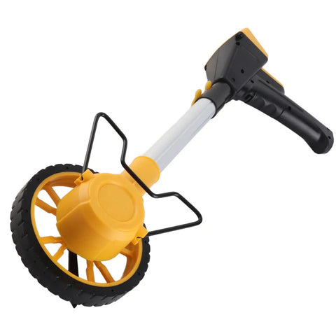 Jiawu Foldable Distance Measuring Wheel with Digital Display for Accurate Measurement of Roads and Land for Builders and Farmers, yellow and black.