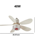 3 in 1 LED Smart Ceiling Fan Light with BT Speaker Remote (40W White) showing 20.47-inch fan with 4 white blades and light fixture.