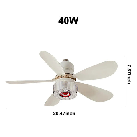 3 in 1 LED Smart Ceiling Fan Light with BT Speaker Remote (40W White) showing 20.47-inch fan with 4 white blades and light fixture.