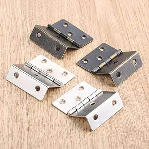 Two Pack 43 By 17mm Zinc Alloy Cabinet Door Hinges For Furniture Decor, vintage retro hardware in bronze and silver finish on wood