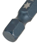 Get The Goods With These 10 Pieces Of 100mm T25 Security Screwdriver Bits Kit That Rock 1/4 Hex Shank Made From Tough S2 Steel Rust Proof And Totally Radial Torque Ready For Pro Drills And DIY Jobs. T25 security screwdriver bit, blue oxide S2 steel, close-up