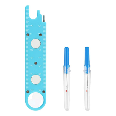 3 In 1 Needle Threader With Magnifier For Sewing, Quick Threading Tool With Magnetic Mount And Integrated Ruler, 2 Seam Rippers